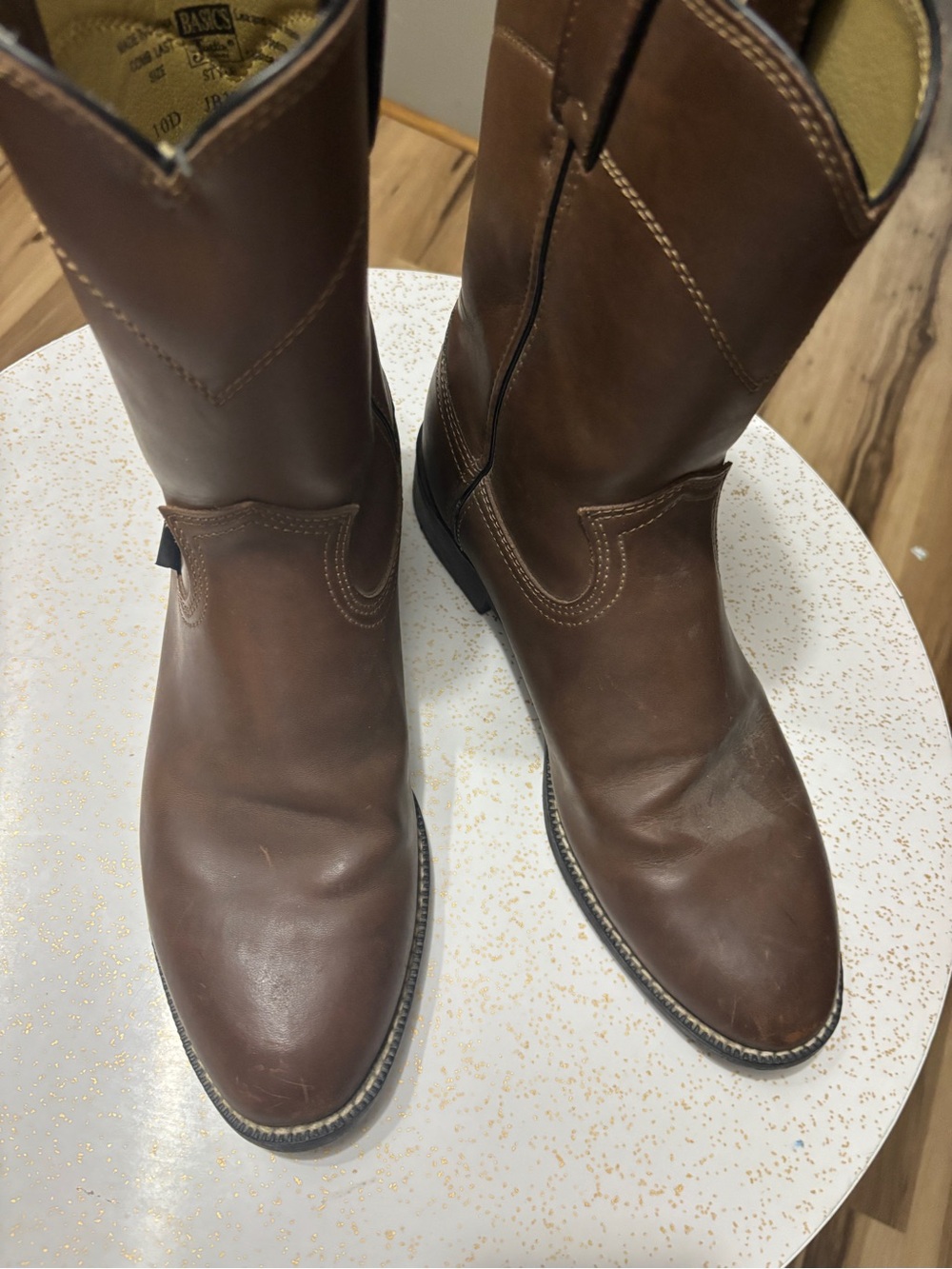 Justin Boots Brown Leather Western Pull-On Work Boots